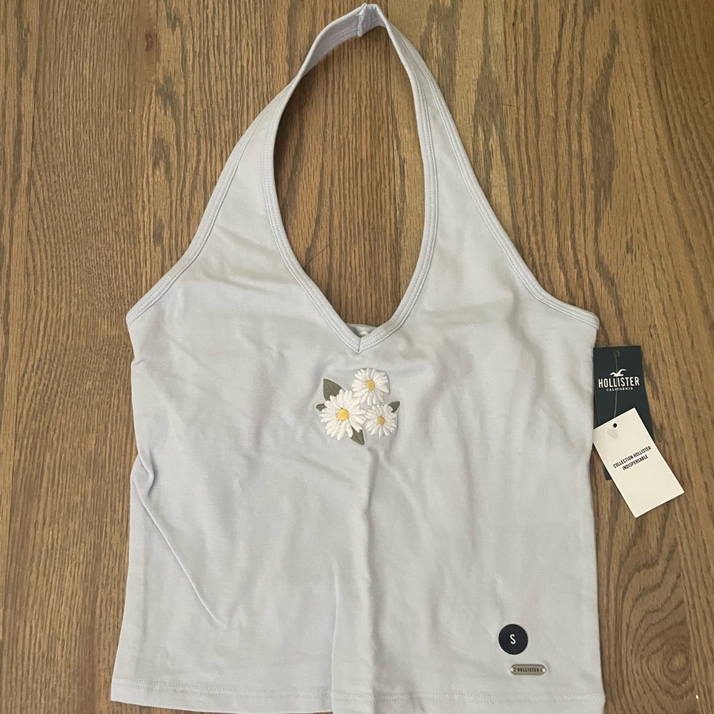 hollister blue daisy halter top